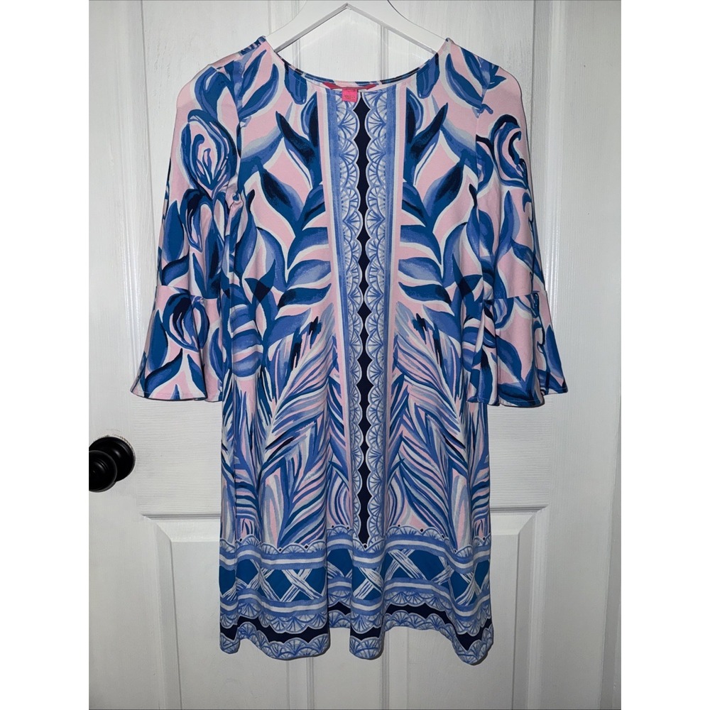 NWOT Lilly Pulitzer Ophelia Shift Dress Pink Blue Engineered Palm Size XS